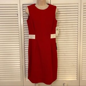 Red Dress with White Waist Detail